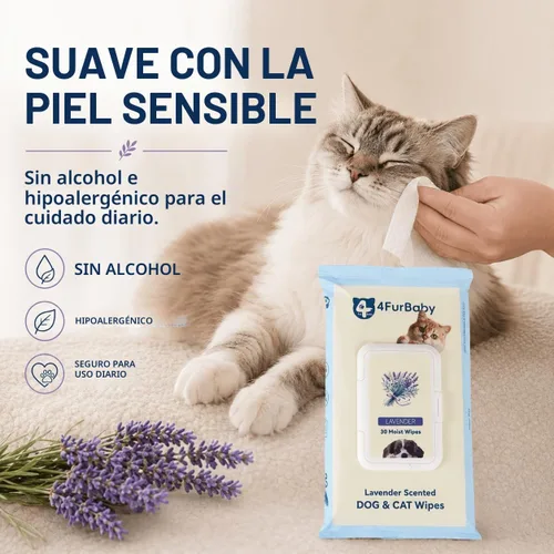 Vista 3 de Toallitas para perros para patas y traseros, lavanda, 30