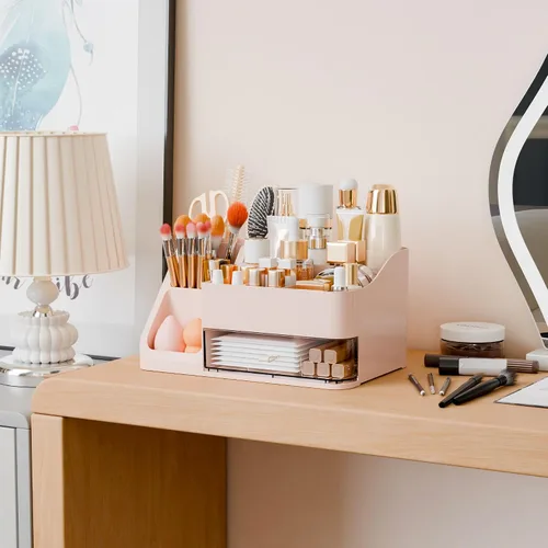 Vista 2 de Yieach Organizador de maquillaje de encimera para tocador, baño, tocador, organizador grande de almacenamiento de maquillaje y organizador