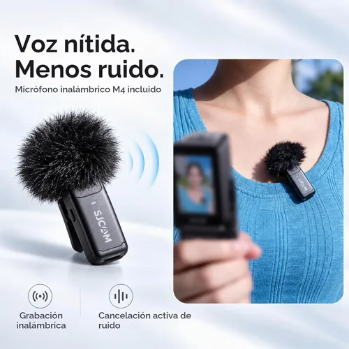 Vista 2 de SJCAM Cámara de vlogging C400 PRO 4K con micrófono inalámbrico, cámara de vlog de tarjeta de 128 GB, sensor ultra claro de 1/1.8 pulgadas, cámara