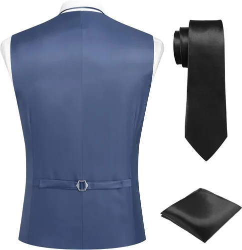 Vista 2 de COOFANDY Conjunto de chaleco de 3 piezas para hombre, casual, de negocios, con corbata