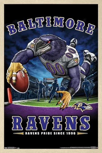 Vista 7 de Trends International NFL Baltimore Ravens - Póster de pared de End Zone 17, 14.725 x 22.375 pulgadas, versión enmarcada de madera de granero