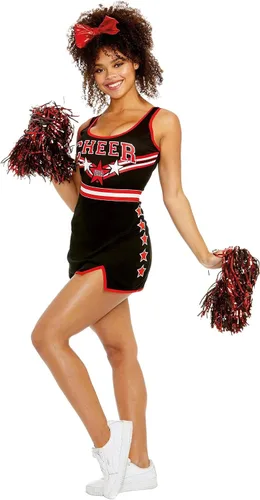 Vista 2 de Dreamgirl Cheer Team USA para mujer, NegroBlancoRojo
