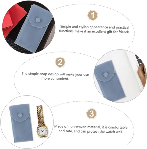 Vista 3 de 3 unids bolsa de terciopelo bolsa de reloj caja de joyería portátil reloj bolsa de viaje organizador de reloj de mano cadena pulsera bolsas
