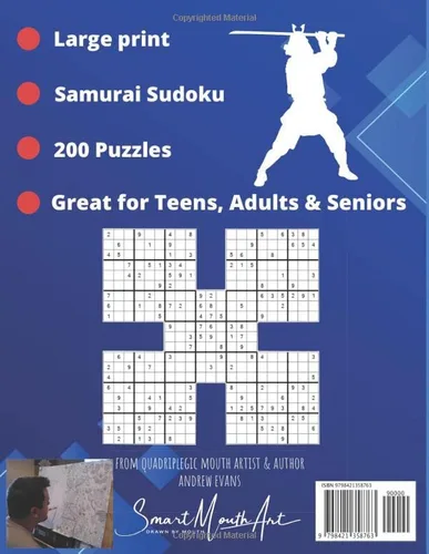 Vista 2 de Samurai Sudoku Large Print Samurai Sudoku, Samurai Sudoku Hard, Medium, and Easy - Volume 2
