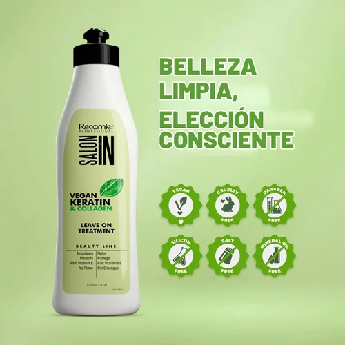 Vista 5 de Salon In - Tratamiento sin enjuague con queratina vegana y colágeno, 17.6 oz