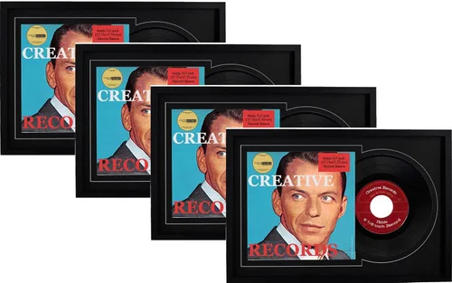 Vista 13 de Creative Picture Frames Marco de disco individual de vinilo de 7 pulgadas con doble paspartú negro y negro de 6 7/8 pulgadas y cubierta de 7 x 7