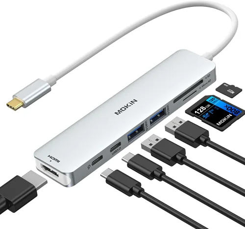 Vista 8 de Estación de acoplamiento, 18 en 1 USB C Docking Dtation 3 monitores para laptop Windows/MacBook Pro/Air/Thunderbolt 3 Dock con carcasa SSD 3 HDMI