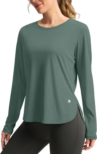 Vista 39 de Camisetas de sol para mujer, con protección ultravioleta FPU 50+, manga larga, ligera, de secado rápido, para entrenamiento, senderismo, para mujer