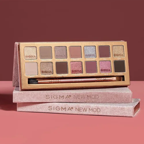Vista 5 de SIGMA BEAUTY Nueva paleta de sombras de ojos Mod 14 tonos, pincel de doble