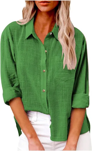 Vista 22 de SMIDOW Camisa de algodón y lino con botones para mujer