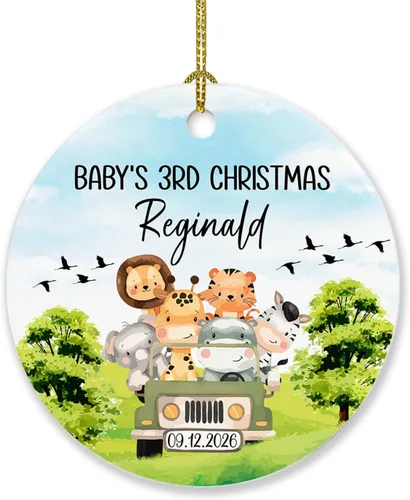 Vista 12 de Adorno de Navidad de la segunda Navidad del bebé 2026, marco de fotos de corona, adorno de segunda Navidad para papá, mamá, nombre de bebé
