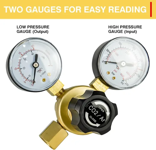 Vista 4 de Soldadura de gas de los medidores del regulador del argón del CO2, regulador del gas del argón 0-4500PSI para la soldadura de Mig Tig, conexión