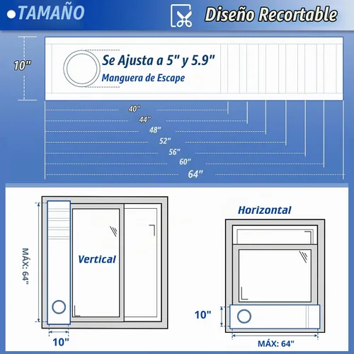 Vista 2 de Kit de sellado portátil de ventana de CA con pantalla de hojas, diseño de cordón, doble capa, refleja la luz solar y el calor, 64 pulgadas