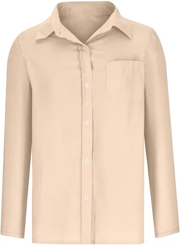 Vista 2 de Camisas con botones para mujer, de algodón, a rayas, casual, de manga larga, cuello para oficina, trabajo, blusas