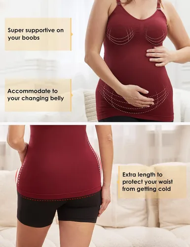 Vista 4 de HOFISH Womens Breast Feeding TopsMaternity Nursing Cami with Build in Shelf Bra 3Pack