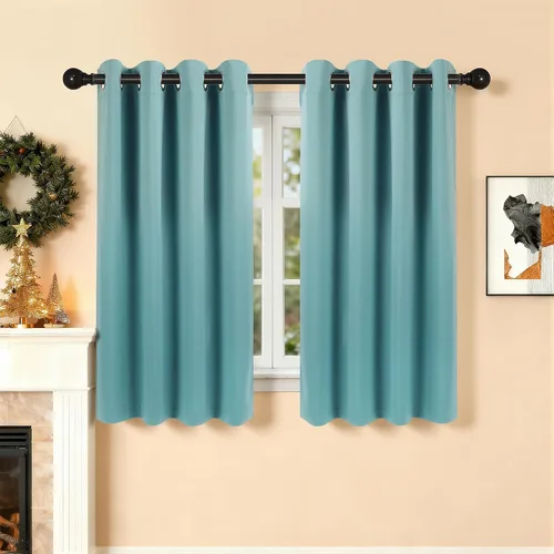 Vista 82 de Cortinas de oscurecimiento de habitación de 45 pulgadas de largo para dormitorio y sala de estar, cortinas térmicas aislantes con ojales