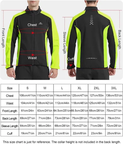 Vista 6 de INBIKE Chaqueta de ciclismo para hombre, chaqueta de ciclismo para correr, cortavientos reflectante, resistente al viento, forro polar para clima