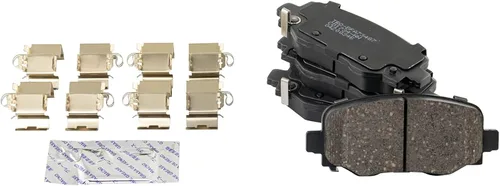 Vista 4 de TRQ Kit de pastillas de freno trasero y rotor, kit químico de freno, pastillas de freno de cerámica compatible con Jeep Cherokee 2015-2017 2014-2021