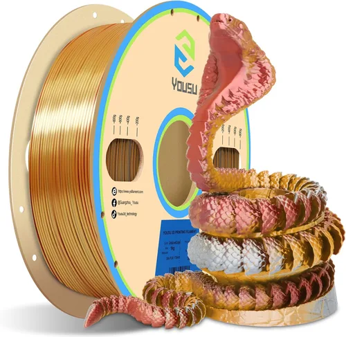 Vista 20 de Yousu Seda de Doble Color Filamento PLA para 3D Impresora Filamento Coextrusión PLA Multicolor Filamento PLA 1.75mm (± 0.03 mm) Compatible