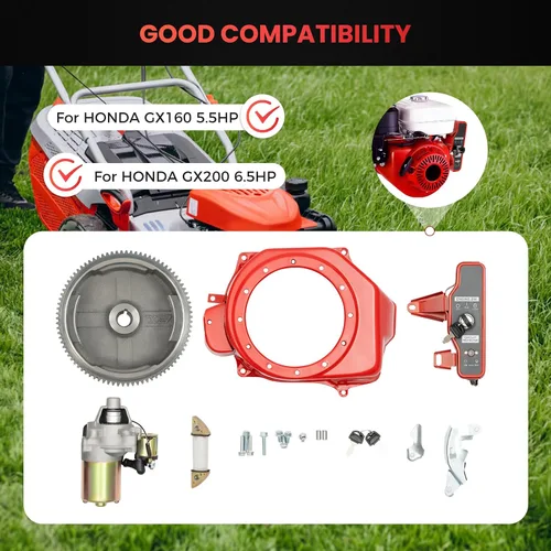 Vista 5 de Kit de conversión de arranque eléctrico para motor GX160/GX200 - Motor de arranque de 12 V, volante e interruptor de llave Kit de motor