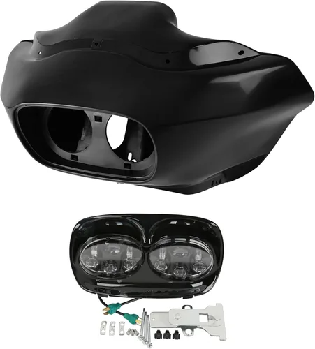 Vista 9 de XMT-MOTO Kit de carenado frontal superior exterior e interior para Harley Davidson Touring Road Glide FLTR 1993-2013 NEGRO BRILLANTE Brillo negro