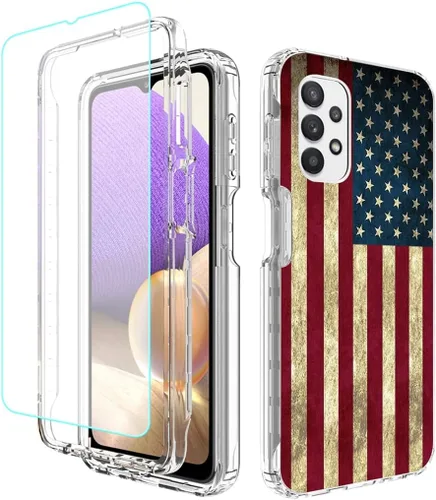 Vista 10 de Funda para teléfono Galaxy A32 5G, Galaxy M32 5G SM-A326 con protector de pantalla de vidrio templado, bonito patrón floral transparente, funda