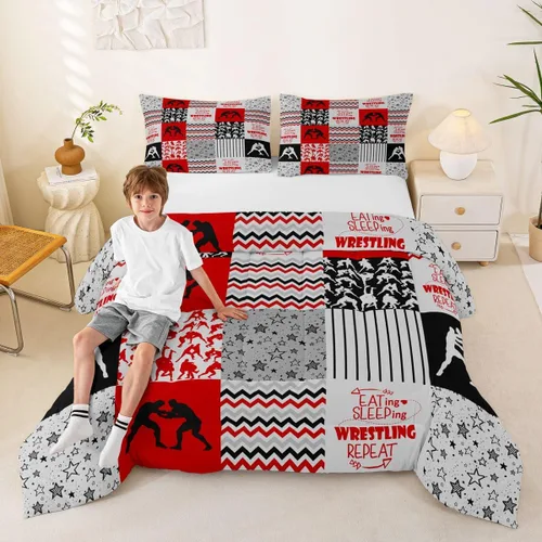Vista 79 de Erosebridal Softball Comforter Set Patchwork Buffalo Plaid Twin Bedding Sets for Girls Kids Teens Child Galaxy Stars Ball Game Baseball Comforter