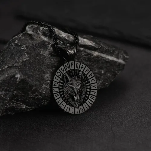 Vista 9 de FaithHeart Collar con colgante de lobo vikingo nórdico para hombres y mujeres, acero inoxidable, chapado en oro de 18 quilates, joyería con embalaje