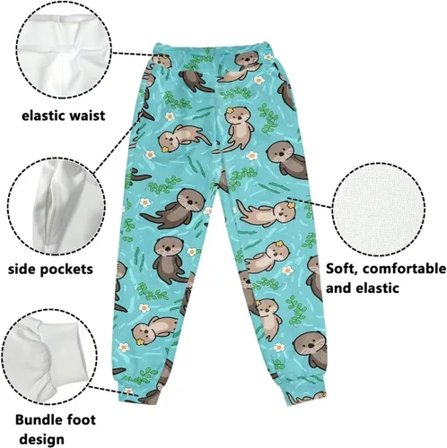 Vista 3 de Showudesigns Pantalones deportivos para niñas de 4 a 15 años con bolsillos