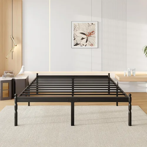 Vista 50 de 12 Inch Heavy Duty Black Metal Platform Bed Frame with Mattress Support, Twin Platform Bed Frame with Under Bed Storage, No Box Spring Needed, Easy