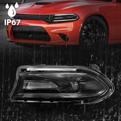 Vista 5 de Conjunto de faros delanteros FIONE Xenon/HID compatible con Dodge Charger 2015-2021 con luz diurna LED en el lado izquierdo del conductor LH