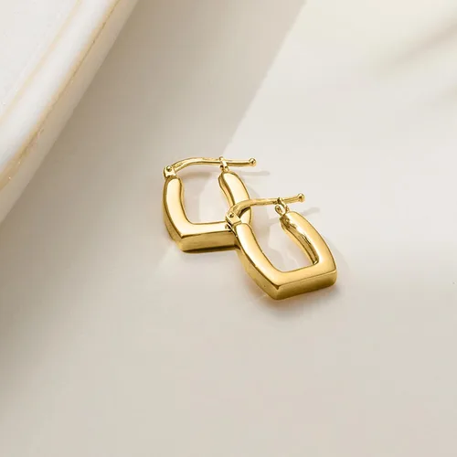 Vista 2 de Pure Collection by Ross-Simons - Pendientes de aro cuadrados de oro amarillo italiano de 14 quilates
