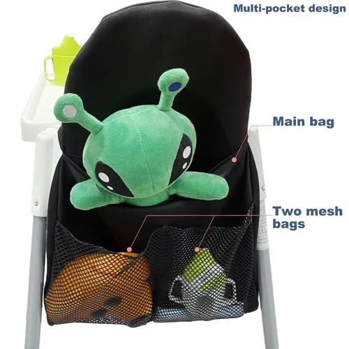 Vista 2 de Bolsa de bolsillo práctica para silla alta compatible con trona IKEA Antilop Para accesorios de silla alta Ikea, material lavable e impermeable