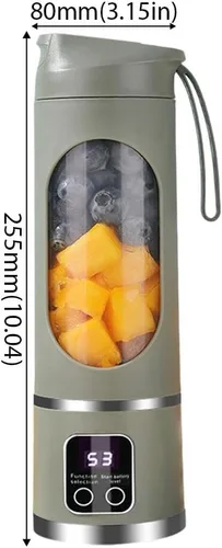 Vista 3 de Portable Blenders Bottles for Shakes and Smoothies, USB Rechargeable 1500mah Battery 3 Speed Cooking Machine with Display, 450ML Electric Juicer Cup