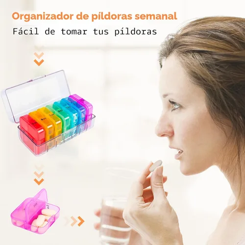 Vista 4 de Zoksi Organizador de pastillas 2 veces al día, pastillero semanal de 7 días, organizador de píldoras diario Am Pm con apertura grande de doble cara