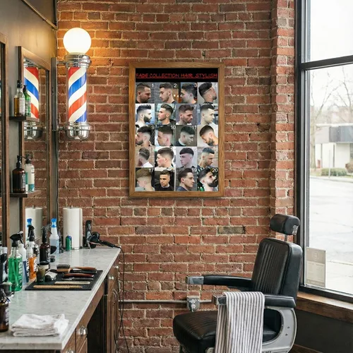 Vista 5 de VMXWLL Barber Shop Decor - Tabla de peinados de la colección Fade para hombre, arte de pared profesional en lienzo para peluquería y salón