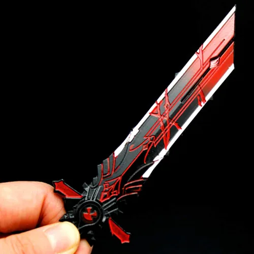 Vista 2 de retsamradassaT Genshin Impact Diluc Wolf's Gravestone Metal Claymore Arma Espada Llavero RedBlack Standard