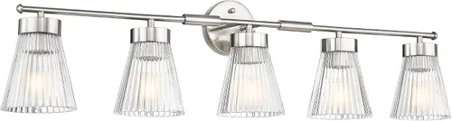 Vista 23 de HWH - Lámpara de pared para interiores, moderno aplique de pared con pantalla de vidrio a rayas blancas esmeriladas, aplique de pared individual