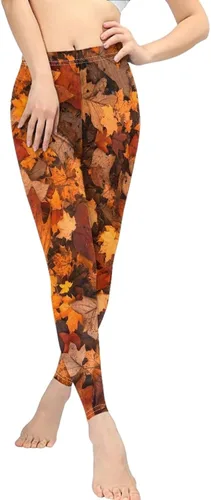 Vista 4 de PZZ BEACH Leggings de yoga de cintura alta, pantalones deportivos largos para acondicionamiento físico con patrón novedoso