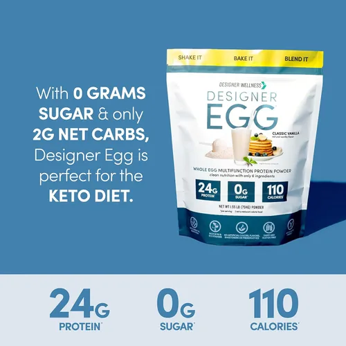 Vista 7 de Designer Wellness, Designer Egg, polvo de proteína natural de yema de huevo y clara de huevo, apto para dieta keto y paleo, bajo en calorías, menos