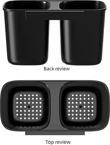 Vista 4 de Black Hanging Utensil Holder With Hook, Dish Drying Rack, Silverware Basket Negro