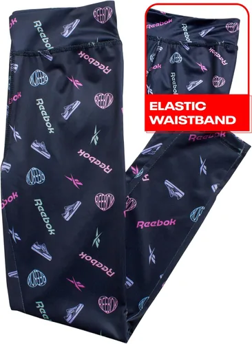 Vista 6 de Reebok Conjunto de pantalones y leggings para niña, 2 piezas, camiseta de manga larga con cuello redondo y pantalones de yoga, atuendo a juego