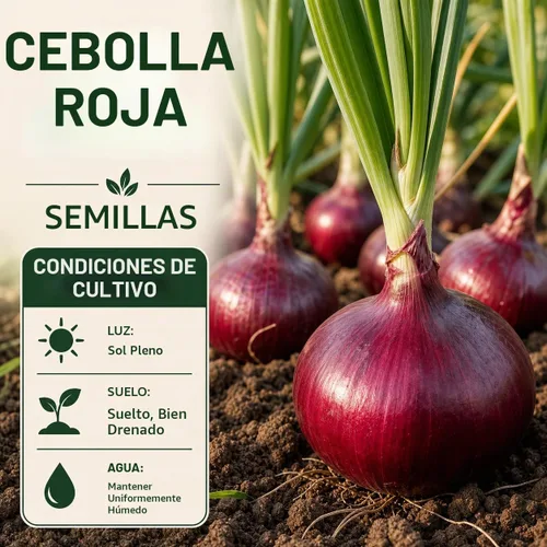Vista 4 de Semillas de cebolla roja - 500 semillas para plantar - Variedad de verduras de jardín de bulbo redondo