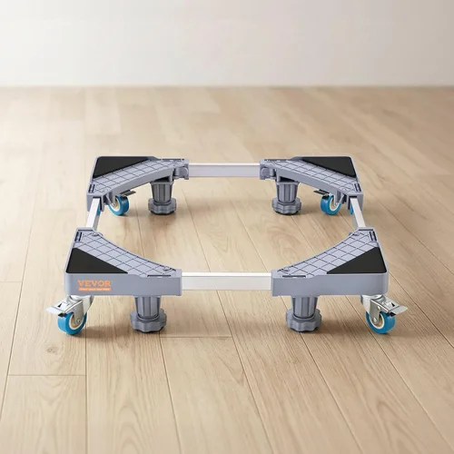 Vista 8 de VEVOR Soporte para Mini Nevera, Carrito Ajustable de 16''-25'' Base para Lavadora con 4 Pies Resistentes, 4 Ruedas Giratorias con Bloqueo, Base