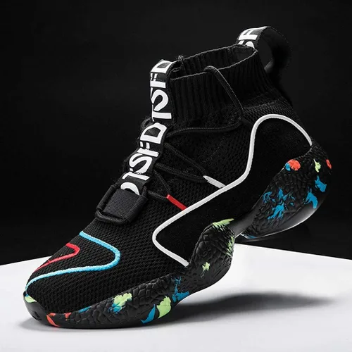Vista 7 de CHUXUE Zapatillas deportivas de baloncesto para hombre, zapatillas deportivas antideslizantes de alta parte superior para hombre, zapatillas