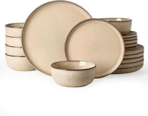 Vista 20 de Famiware Milkyway - Juego de vajilla de cerámica, 16 piezas, incluye cuenco para pasta, platos y cuencos para comidas diarias y formales, servicio