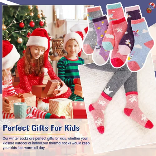 Vista 113 de Eocom 6 pares de calcetines de invierno cálidos de lana para niños y niñas