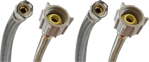 Vista 7 de Fluidmaster B1T06 - Conector de inodoro de acero inoxidable trenzado, rosca de compresión hembra de 3/8 x rosca hembra de 7/8, 6 pulgadas de longitud