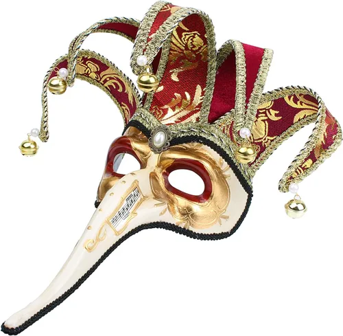 Vista 5 de Máscara veneciana de Mardi Gras de médico bufón de la peste de mascarada de Halloween máscara decorativa de pared