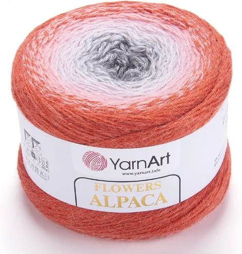 Vista 9 de Yarn Art YarnArt Flowers Alpaca 20% alpaca, 80% acrílico, peso 8.82 onzas, longitud 1028 yardas, hilo de invierno multicolor de ganchillo arco iris